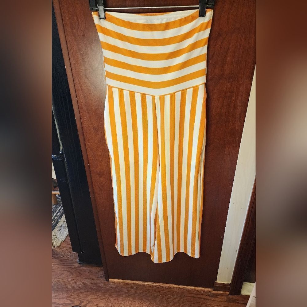 Pretty Little Things Stripped Strapless Jumpsuit One Piece Capris